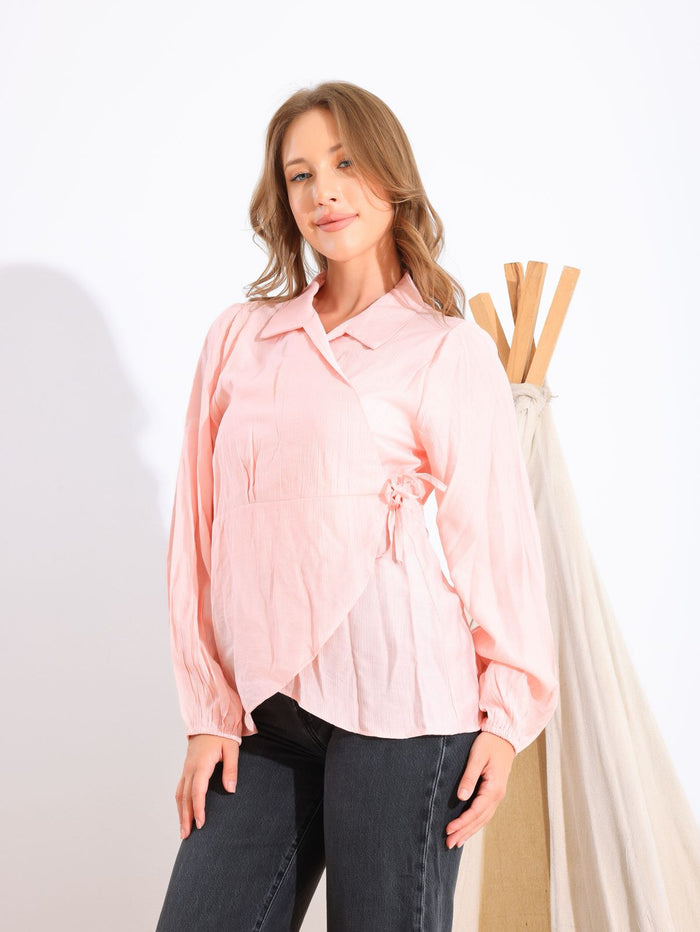 Chic and modern linen wrap blouse