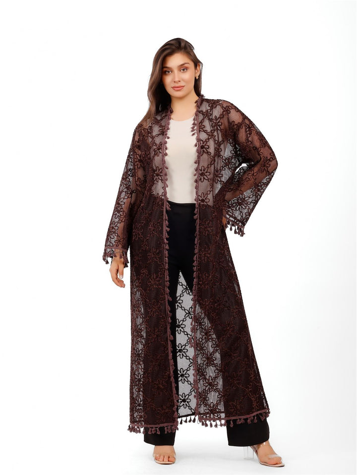 Long Floral Embroidery Duster