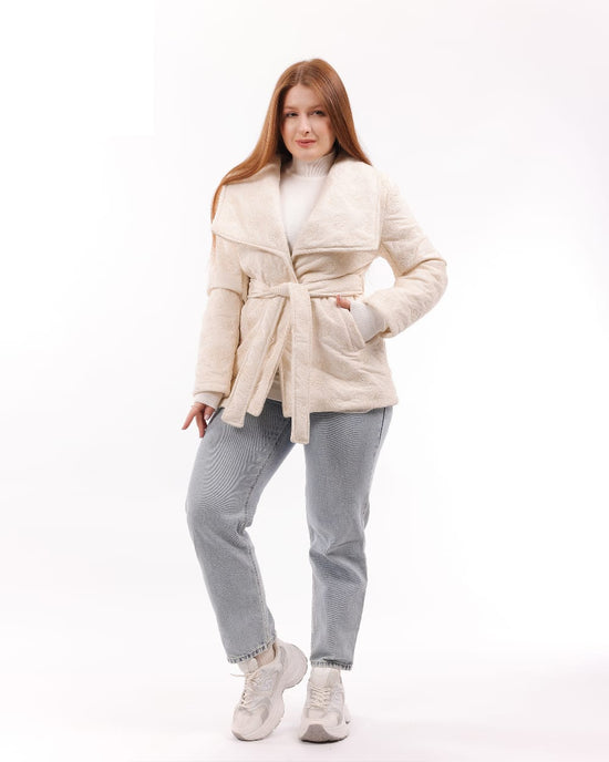 Textured Belted Wrap Coat