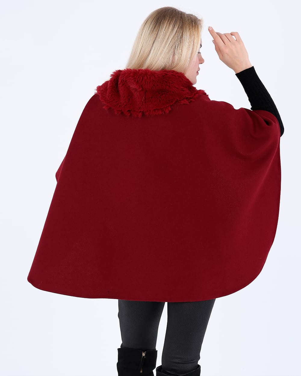 Elegant Faux Fur Collar Cape