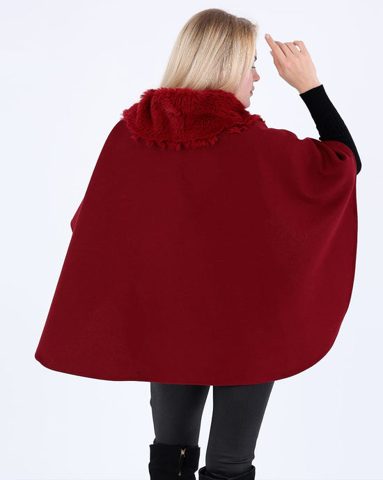 Elegant Faux Fur Collar Cape