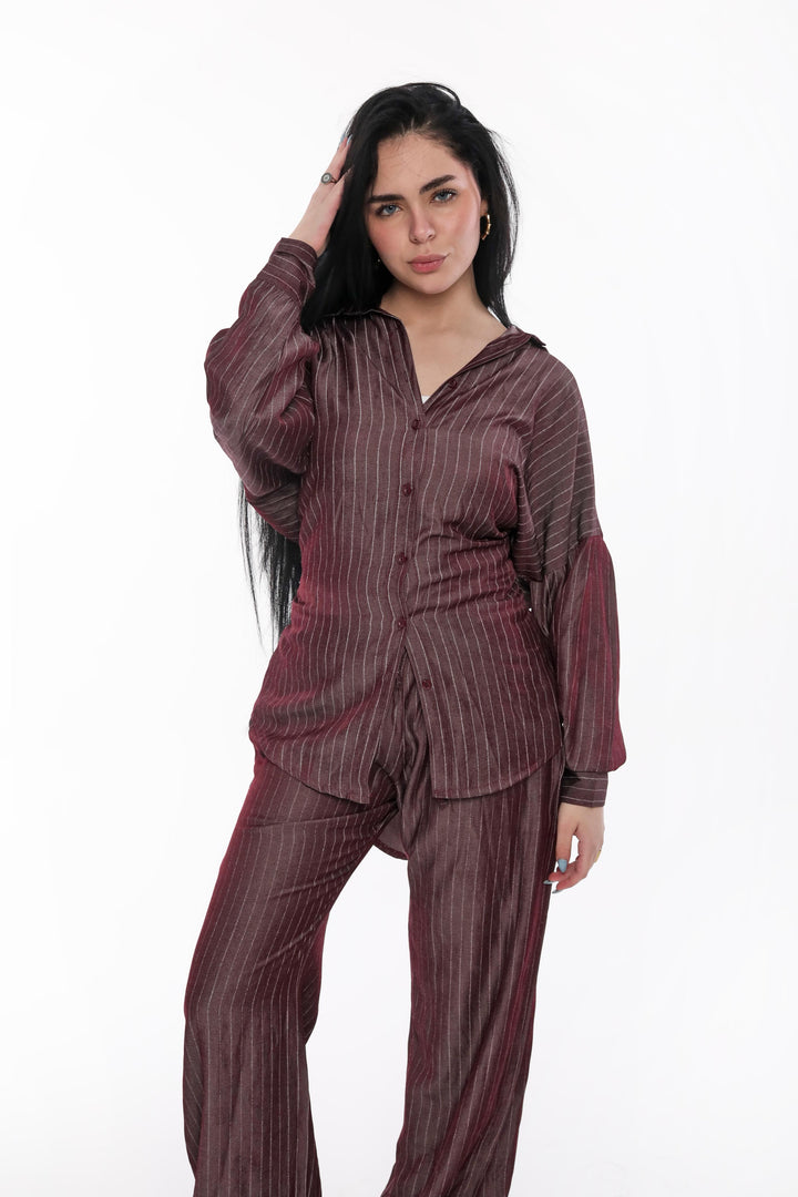 Burgundy Stripe Set