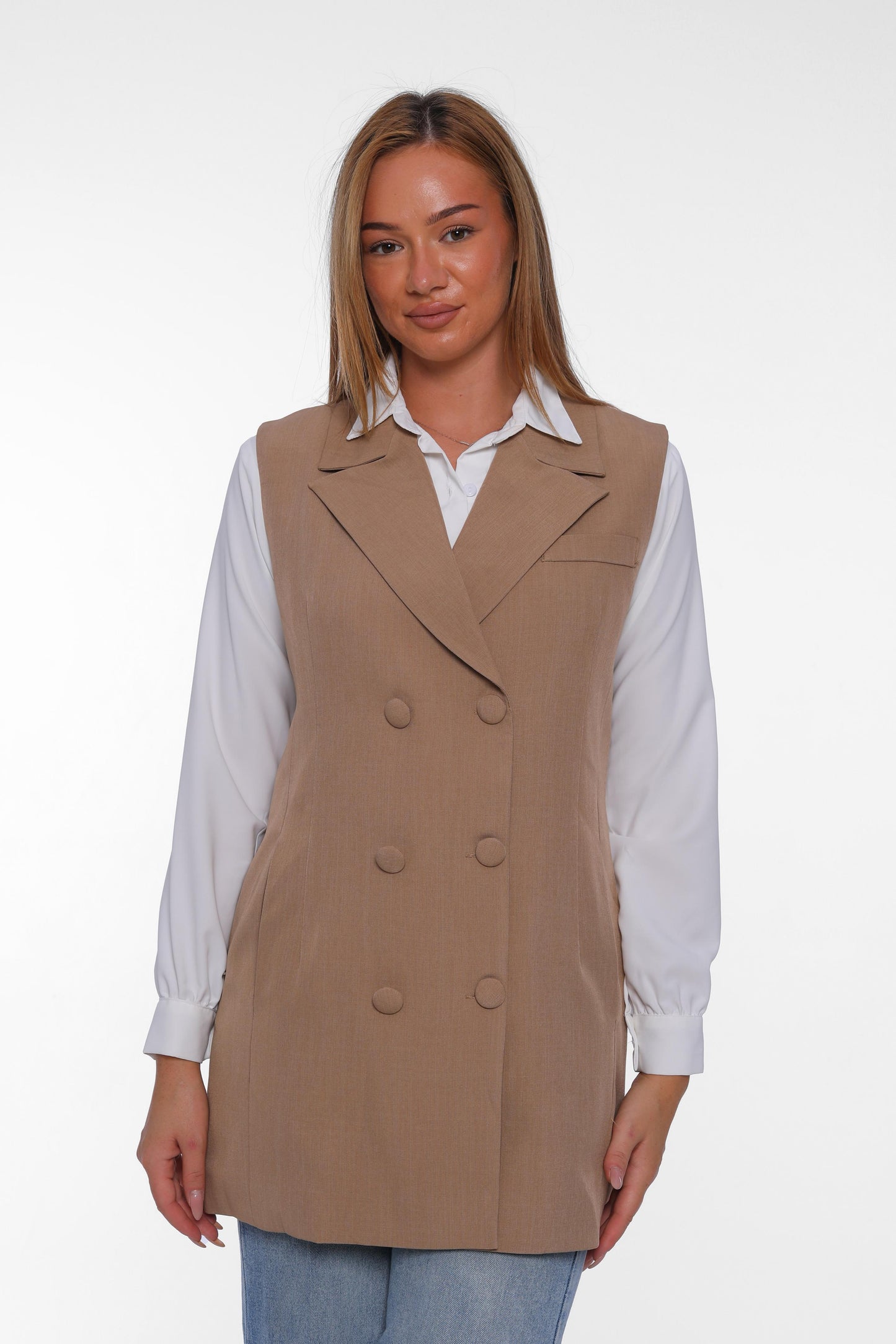 Double-Breasted Long Vest