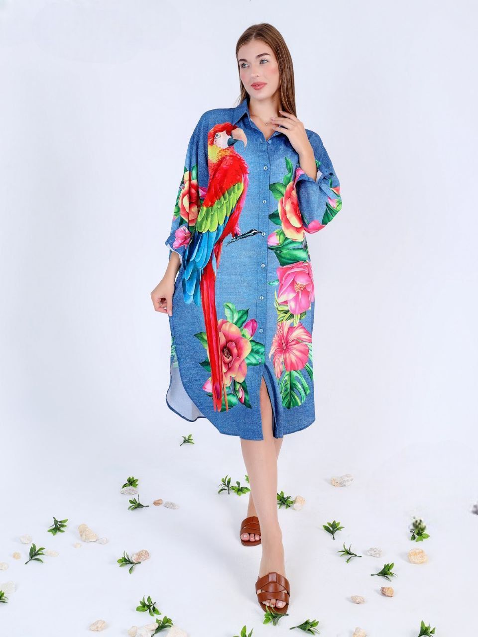 A  chemise with rose prints is perfect for summer