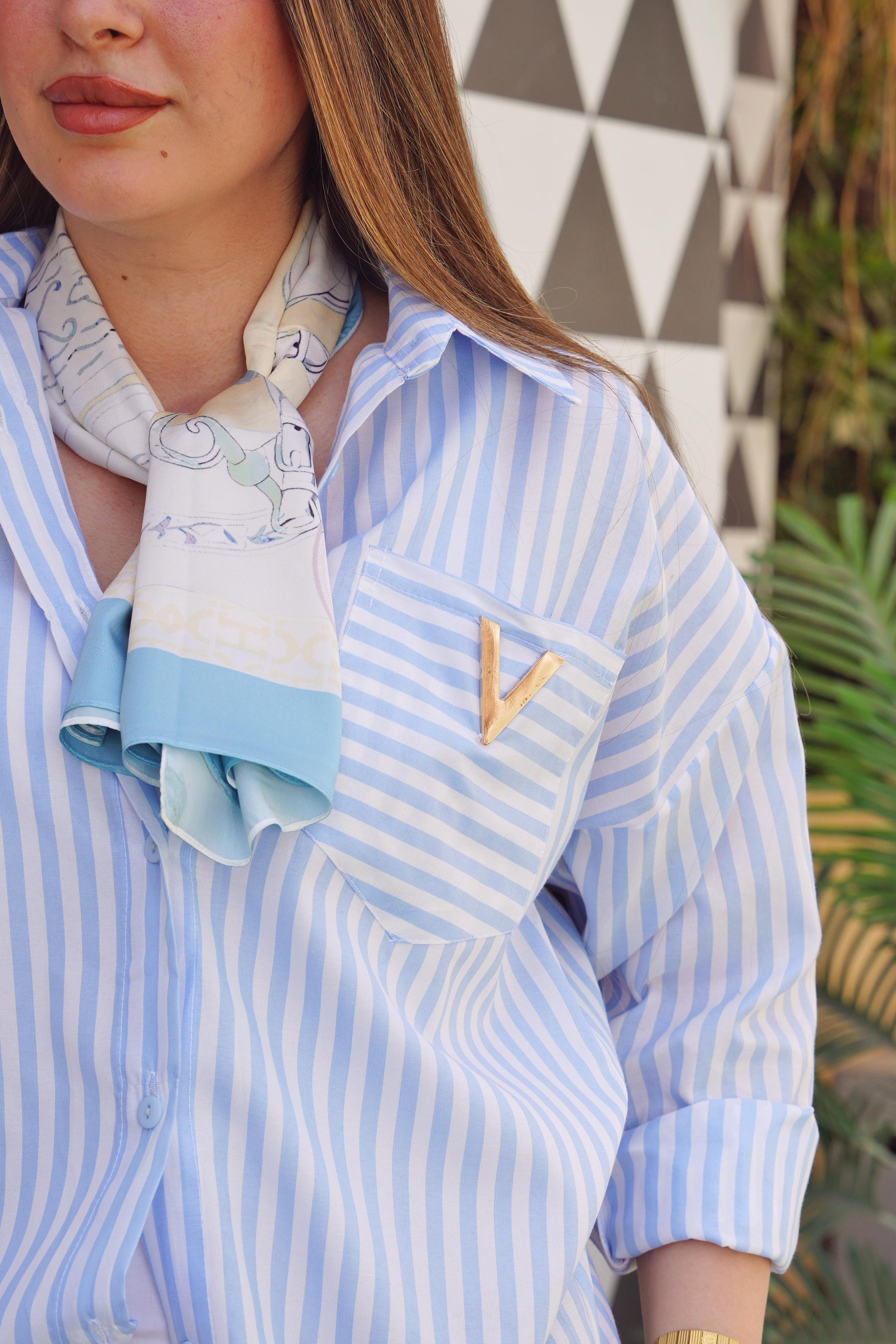 Striped Oversized High-Low Shirt