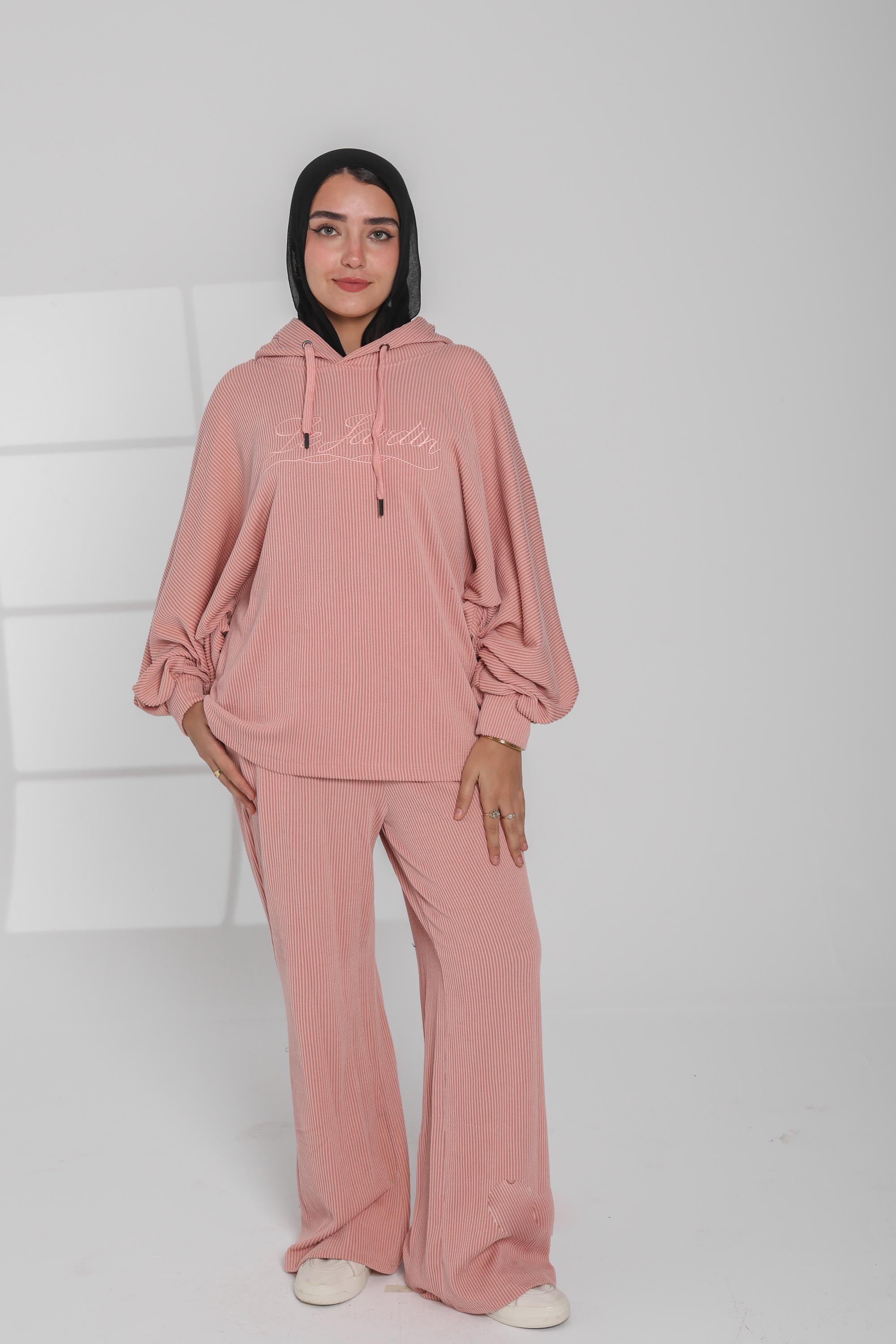 Ribbed Oversized Hoodie Set