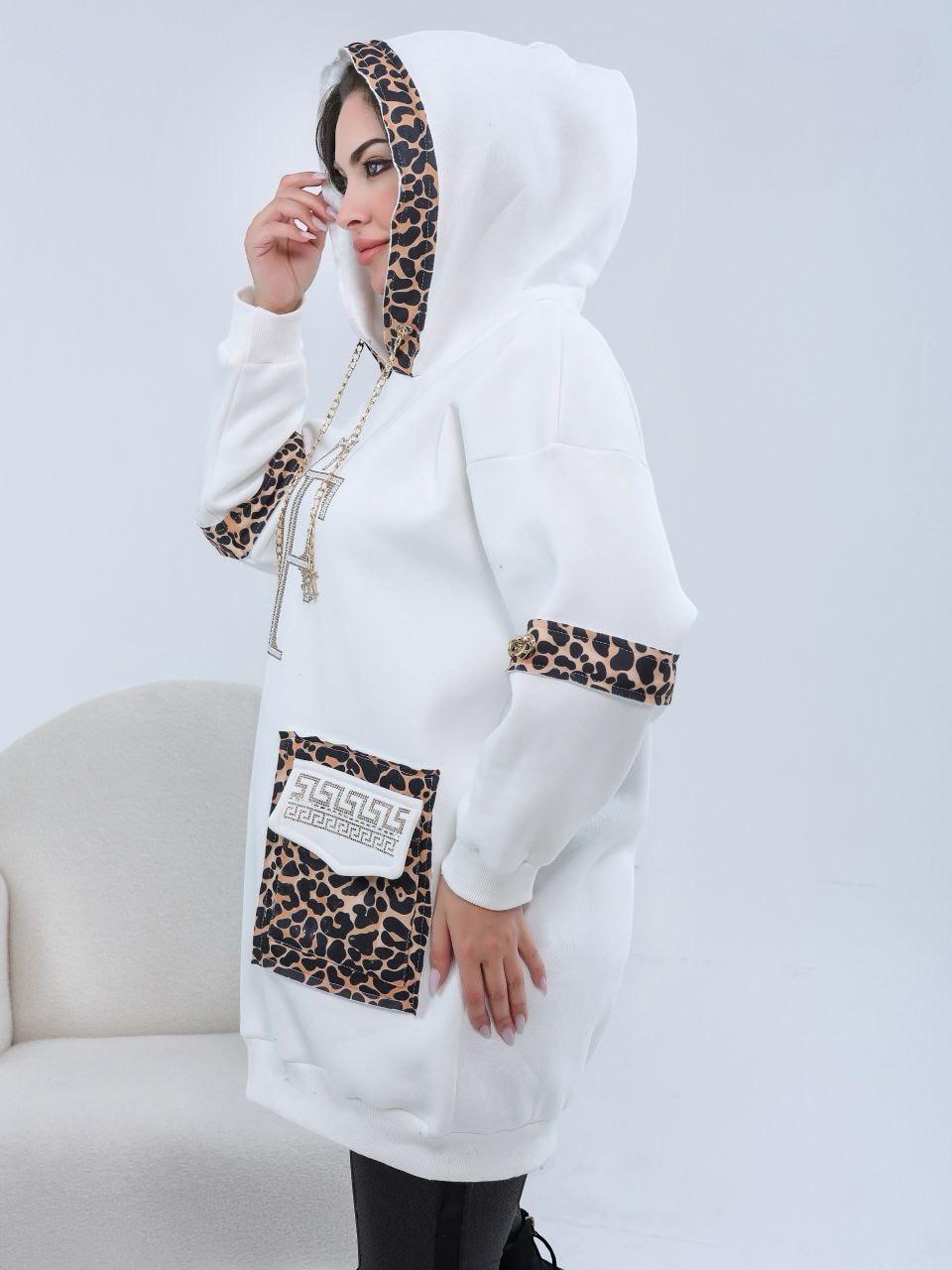 Hoodie with Leopard Details
