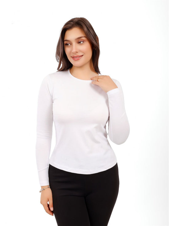 Long-Sleeve Crew Neck Basic Top