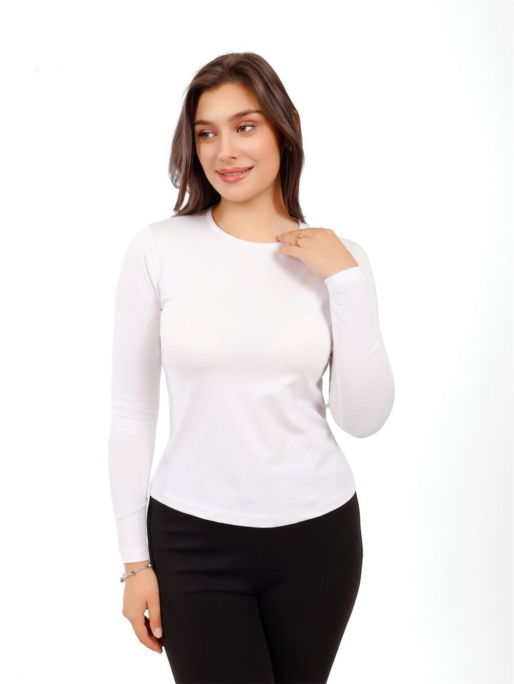 Long-Sleeve Crew Neck Basic Top