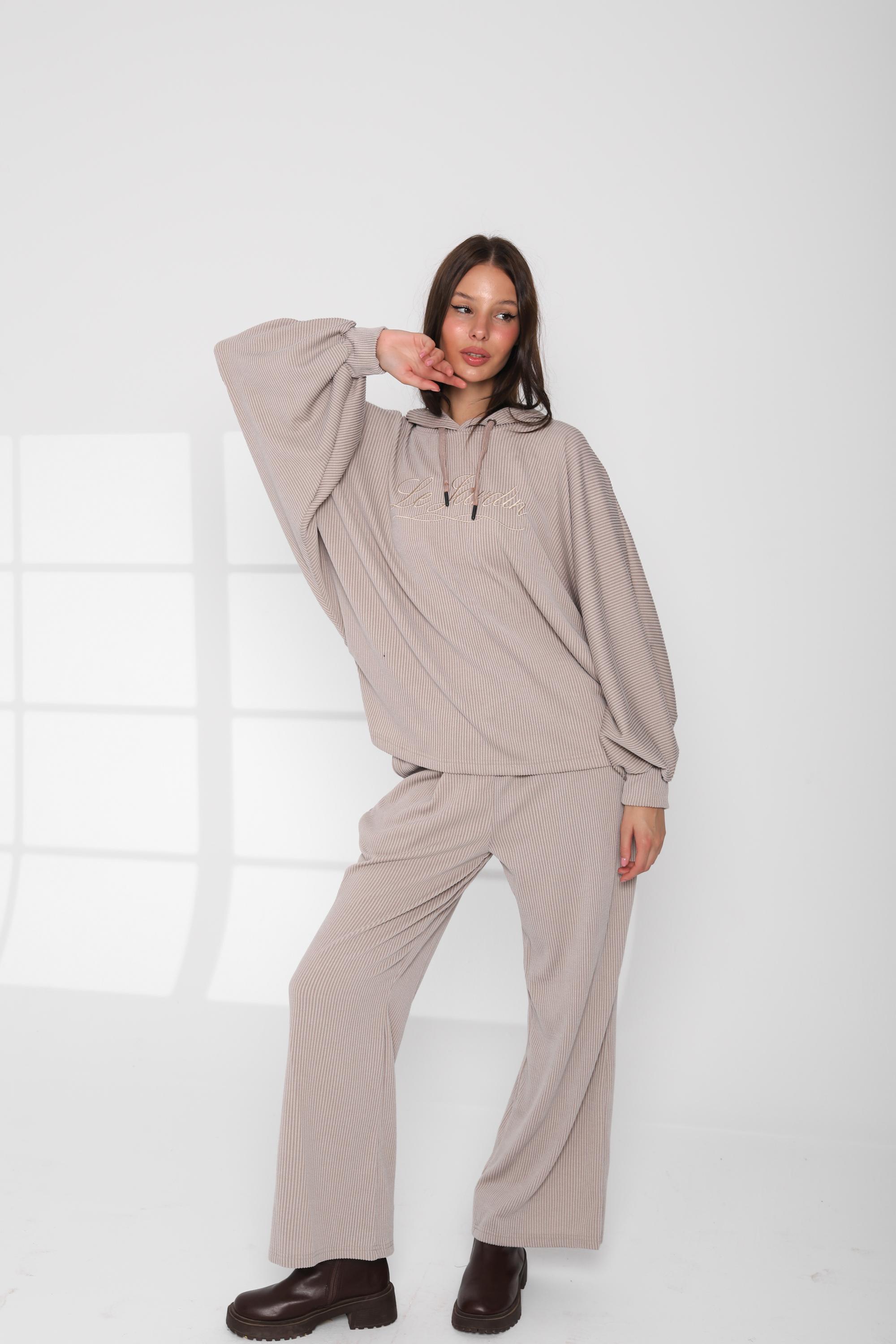 Ribbed Oversized Hoodie Set