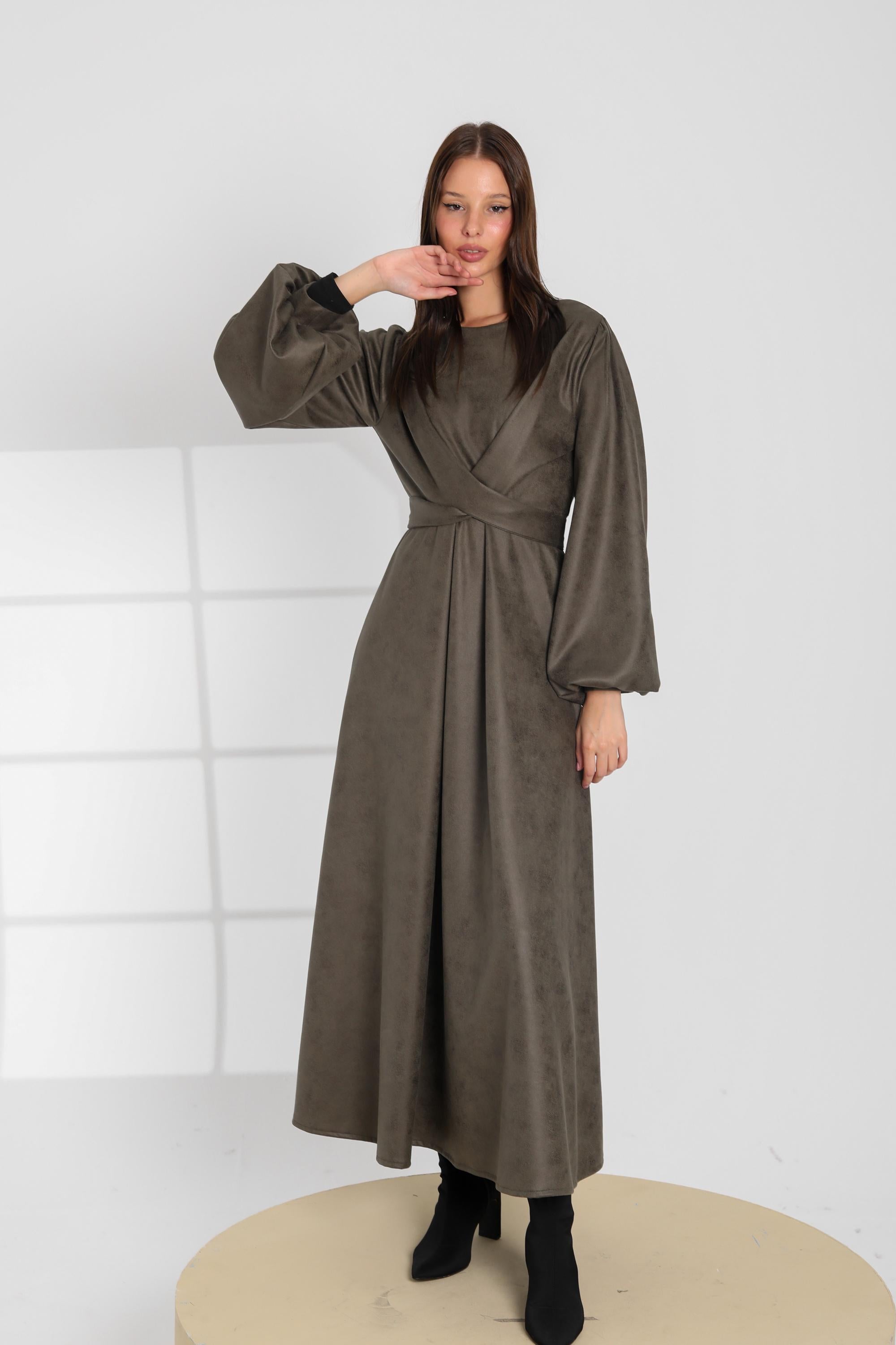 Faux Suede Maxi Dress