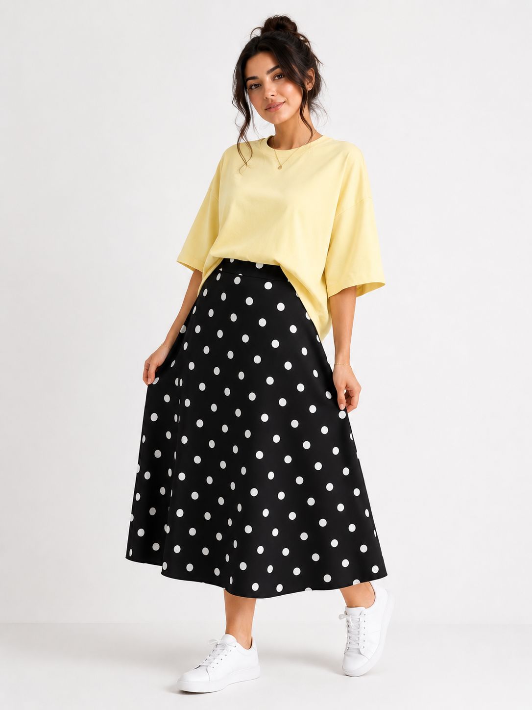 Polka Dot Midi Skirt Set
