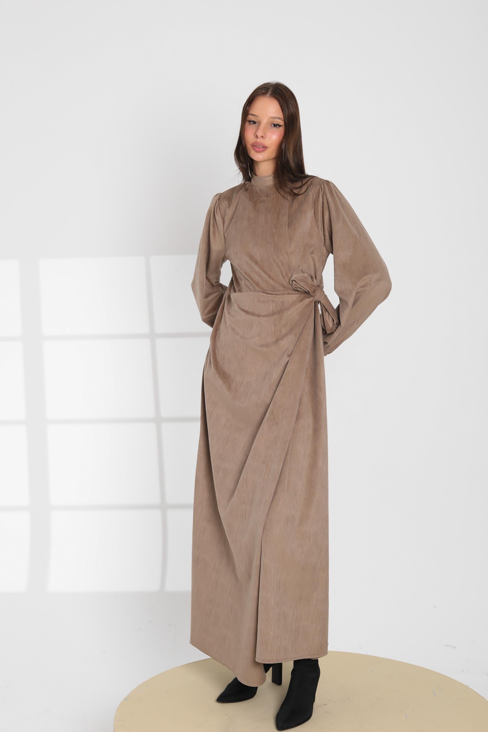 Taupe Wrap Maxi Dress