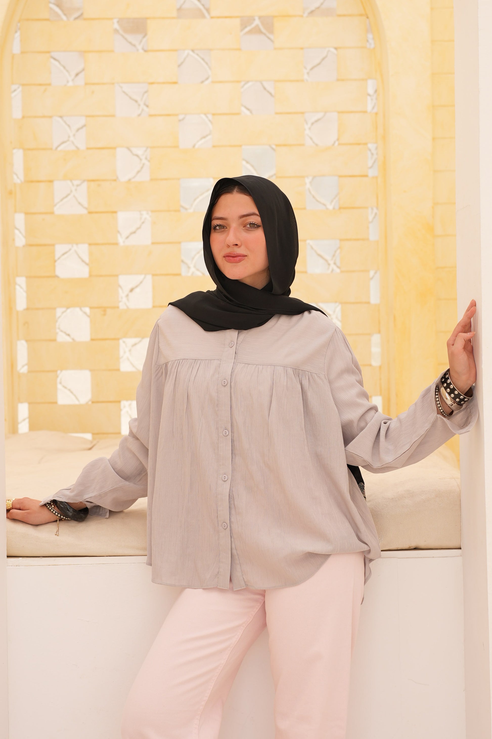 Relaxed Pleated Blouse