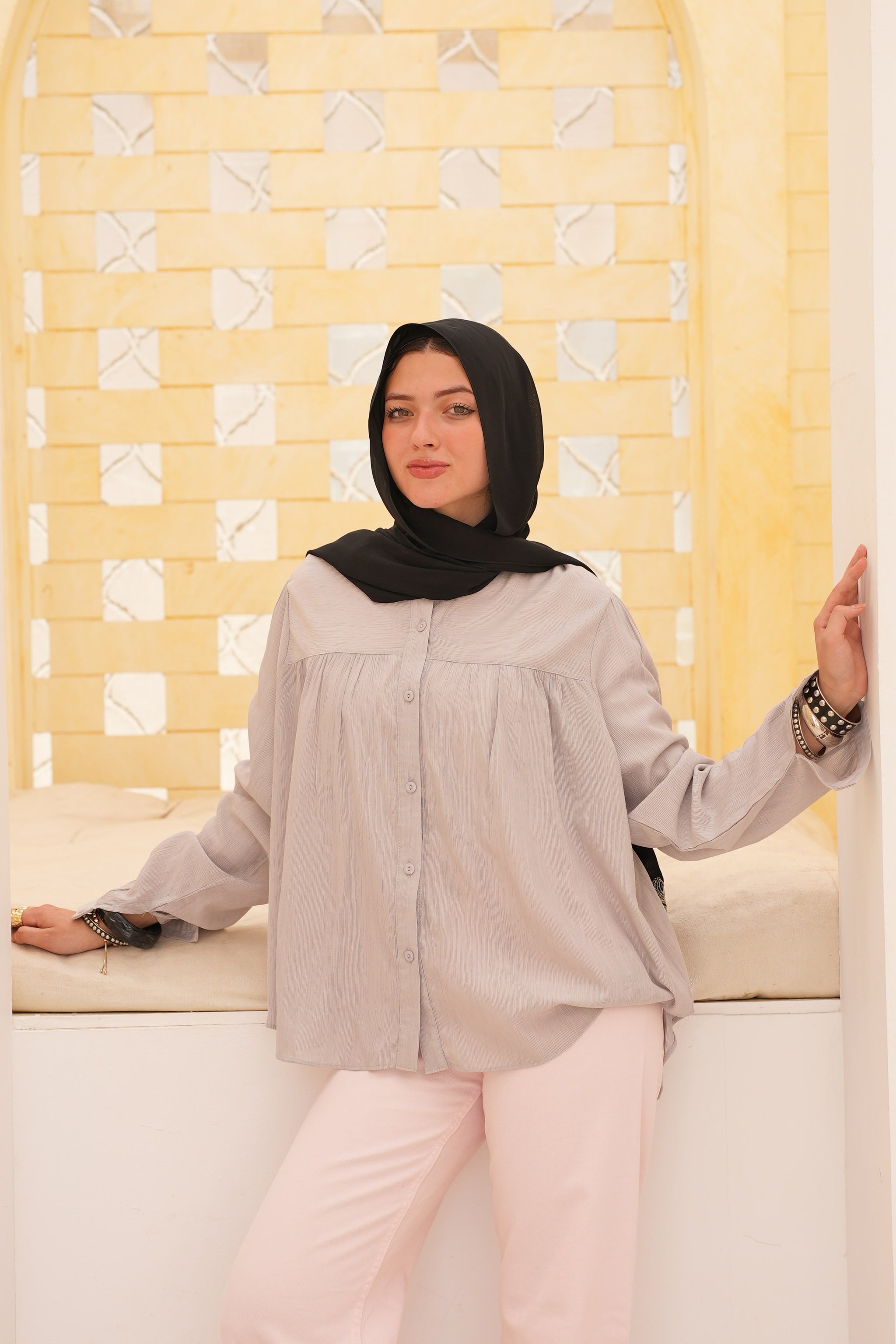 Relaxed Pleated Blouse