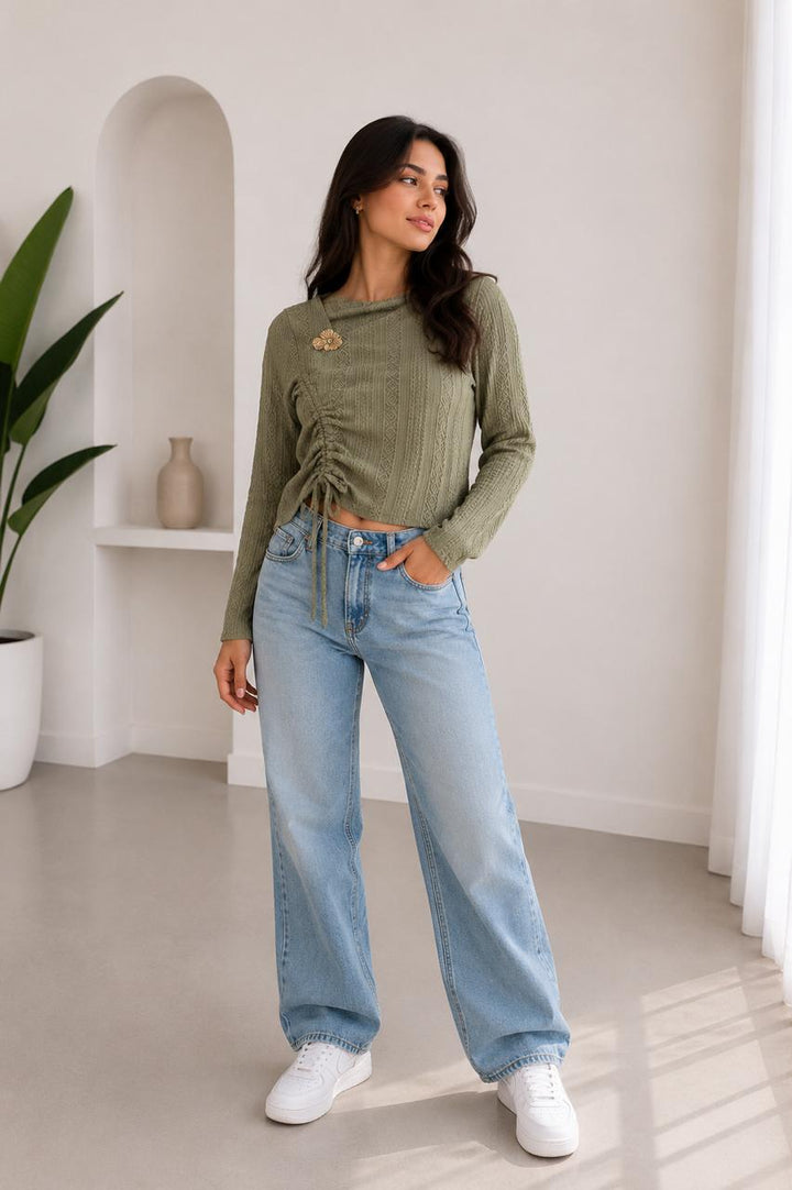 Ruched Textured Blouse