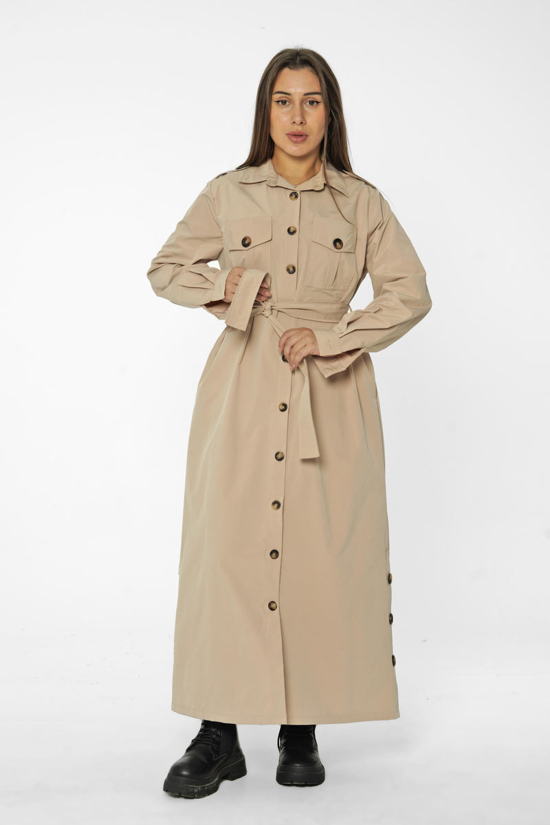 Belted Long Shirt Dress