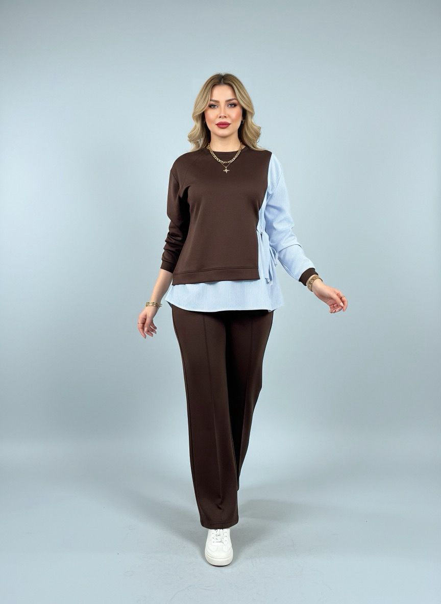 Elevate your style with our striped suit featuring chic plain details