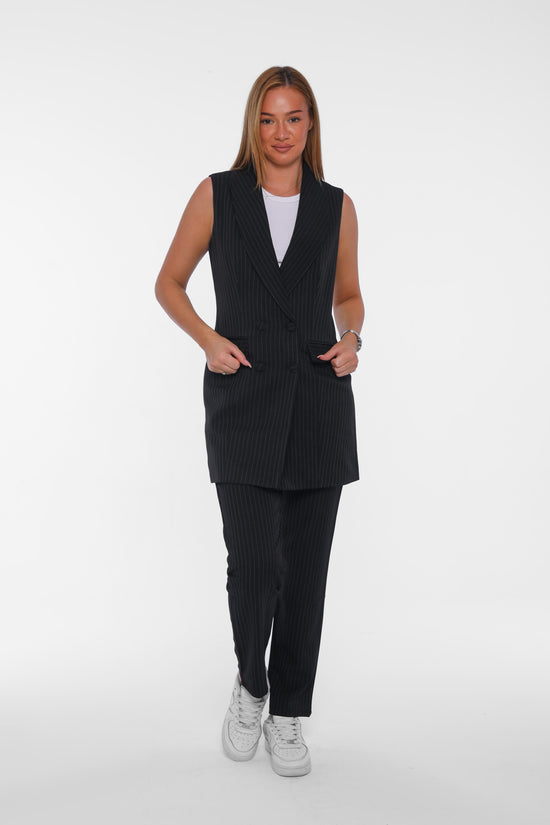 Double-Breasted Long Blazer