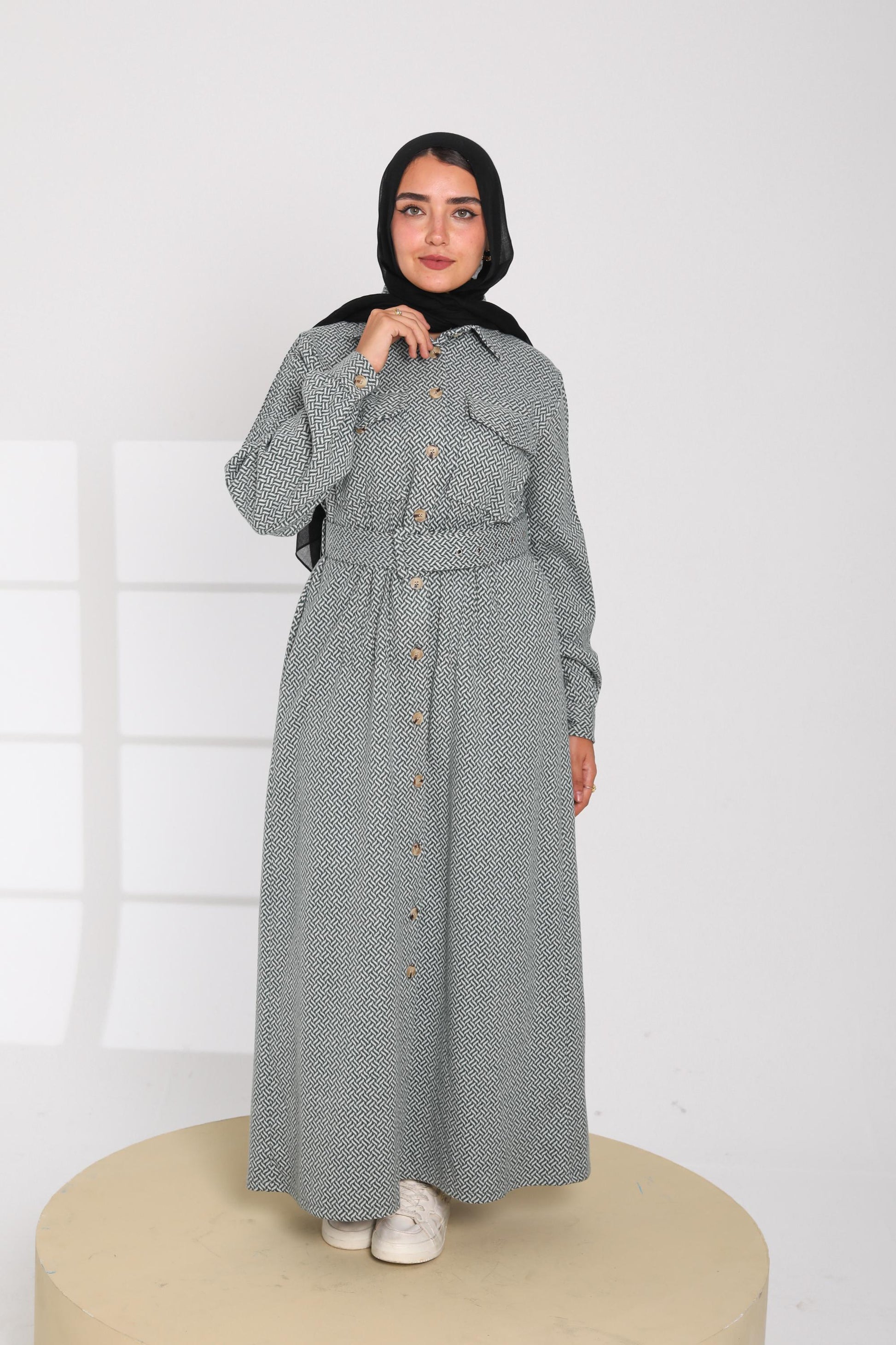 Button Detail Long Dress