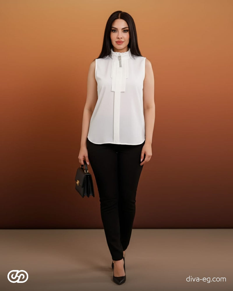 Add a feminine touch with this ruffled blouse