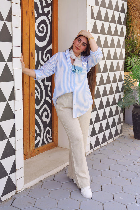 Striped Oversized High-Low Shirt