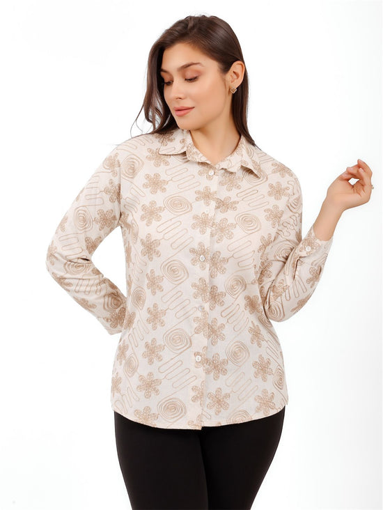 Floral Embroidered Button-Down Shirt
