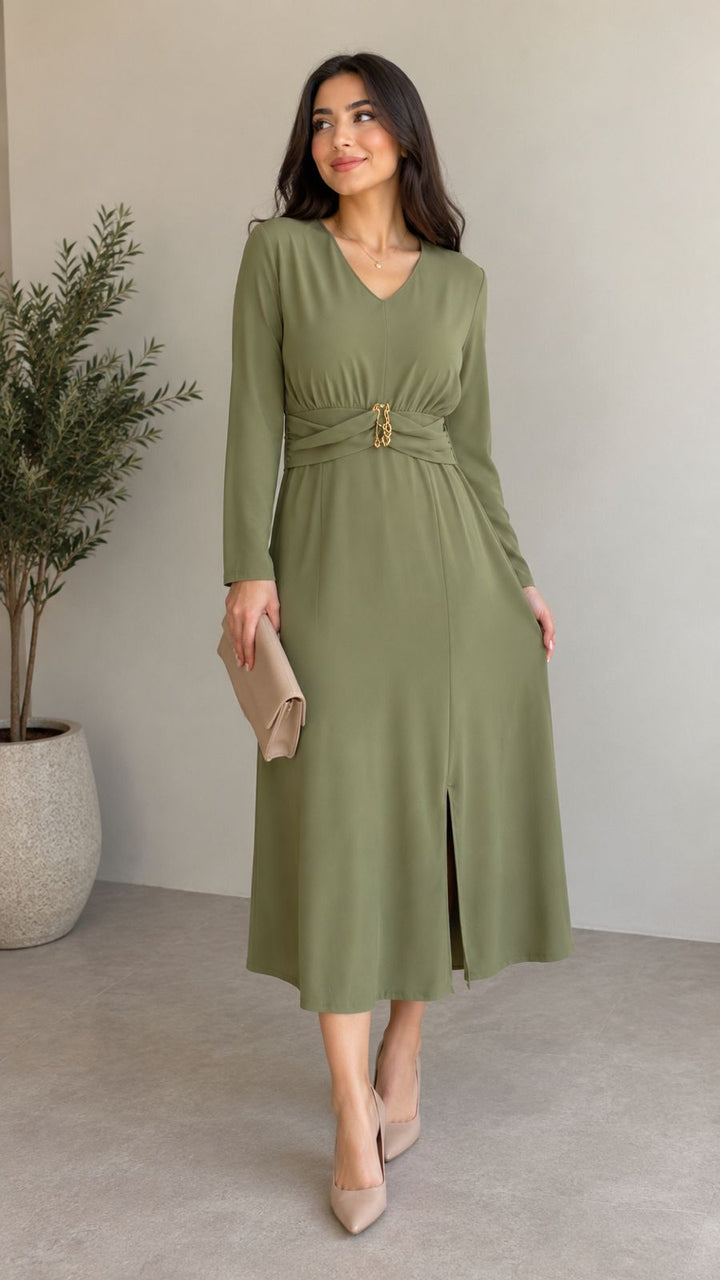Elegant Waist Detail Maxi Dress