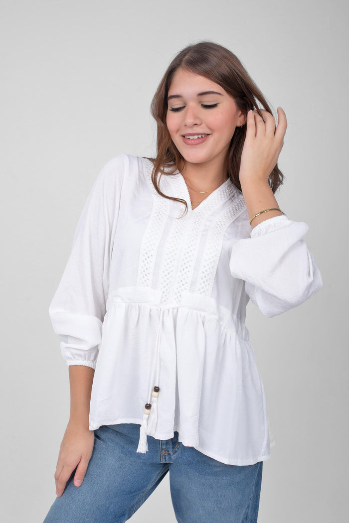 Delicate guipure blouse for timeless elegance