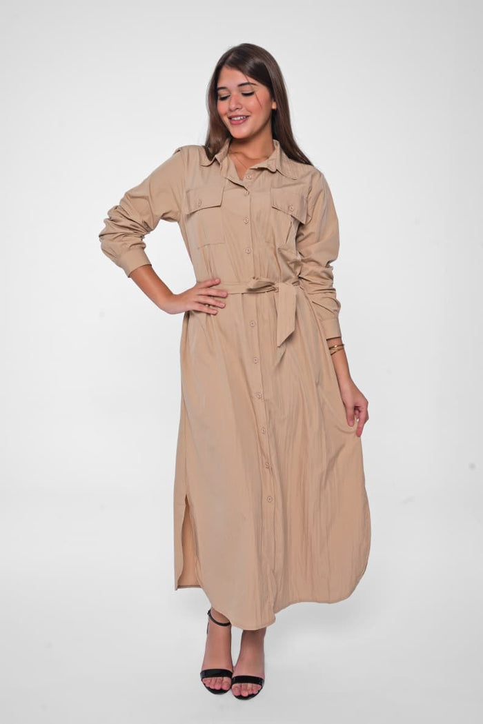 A waterproof long dress designed for modern elegance and comfort