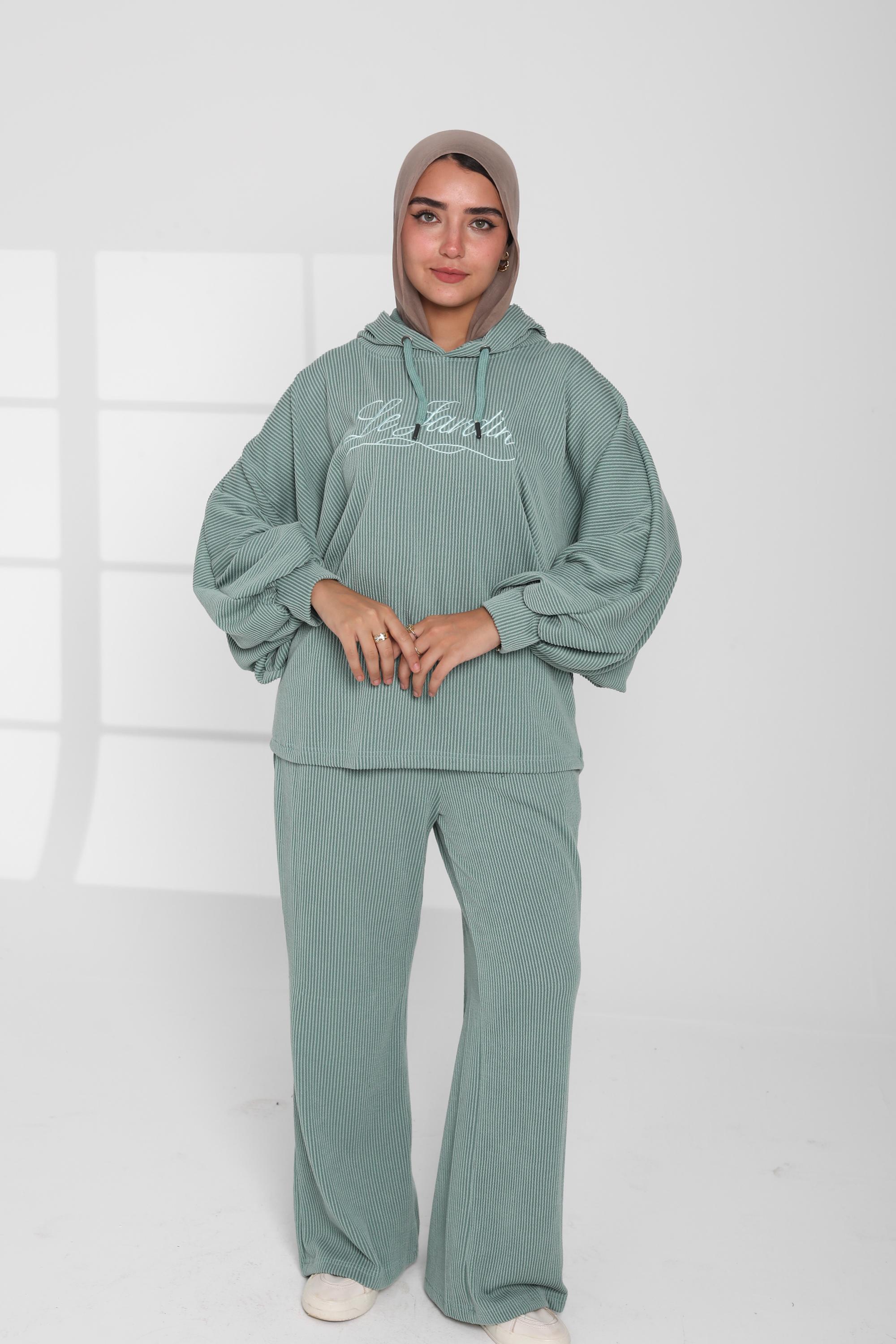 Ribbed Oversized Hoodie Set