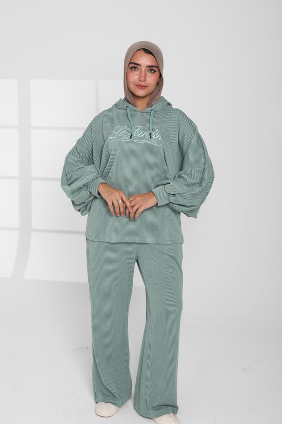 Ribbed Oversized Hoodie Set