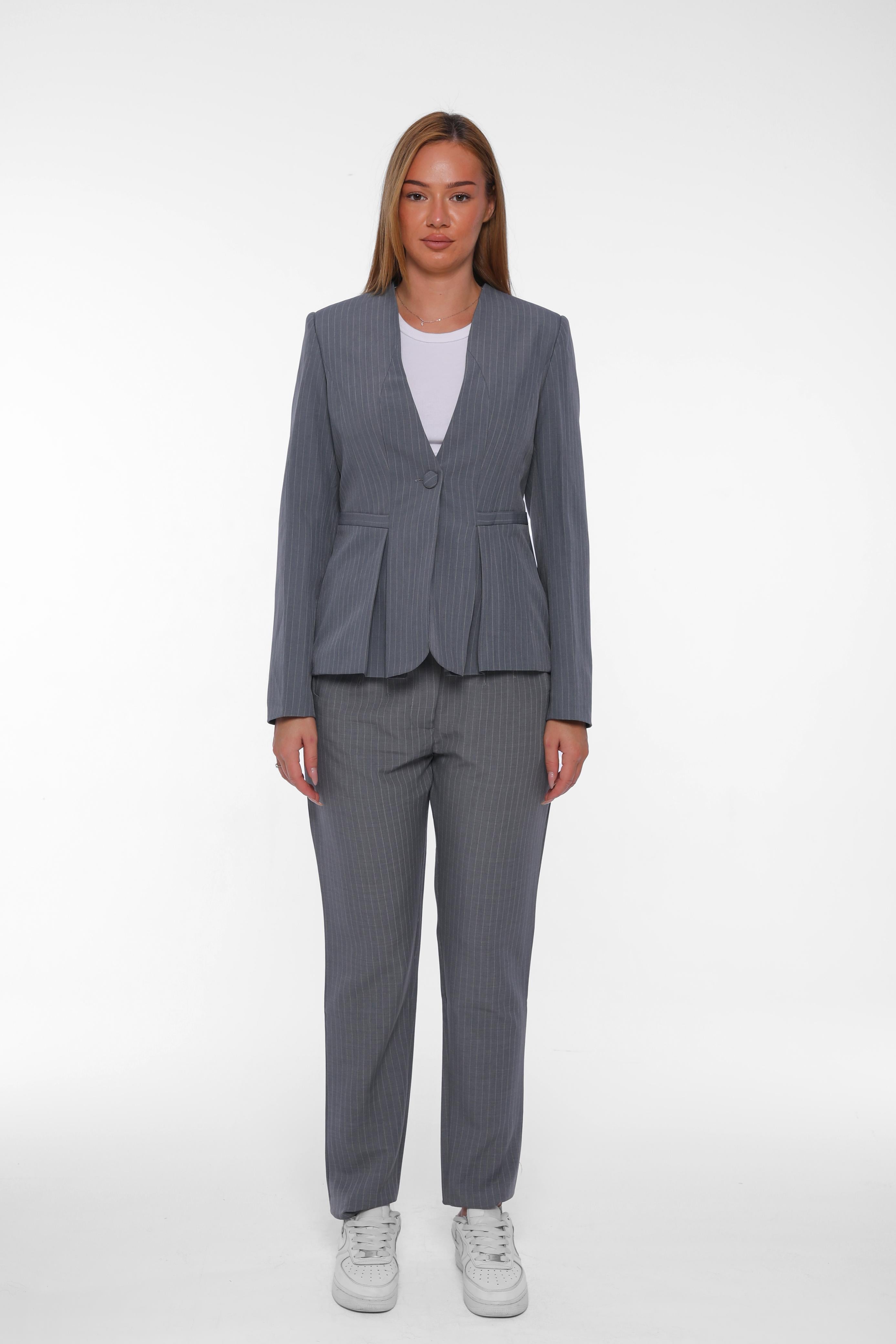 Pinstripe Fitted Blazer