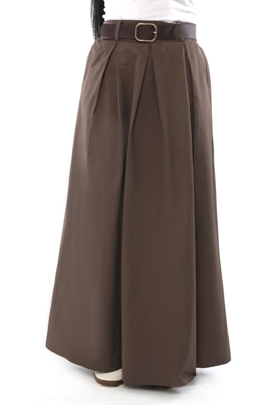 High-Waist Belted Maxi Skirt